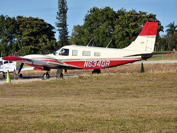 Pompano Beach, Broward County, Florida, USA, February 4, 2026. A Piper fixed wing multi engine (7 seats / 2 engines) N634GR parked at the Pompano Beach Air Park.