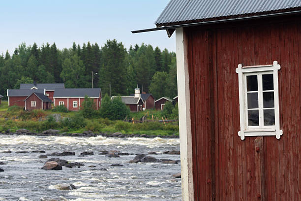 Torne river and the Kukkola village on the border of northern Sweden and Finland.