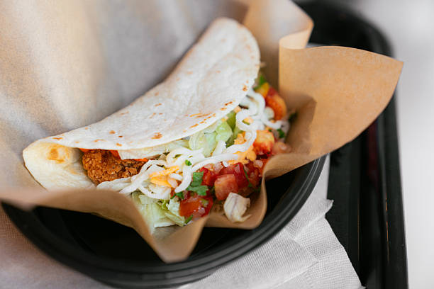 Chicken Taco with Lettuce, Tomato and Cheese in Takeaway Container