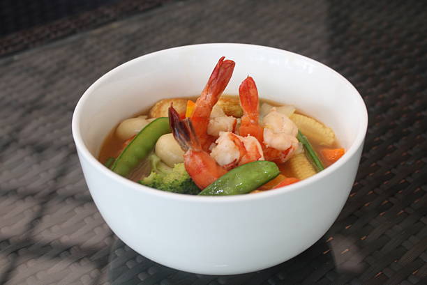 Hearty Asian Stir fry with Shrimp and Colorful Fresh Vegetables