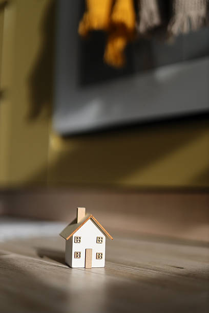 Miniature house evening night time setting