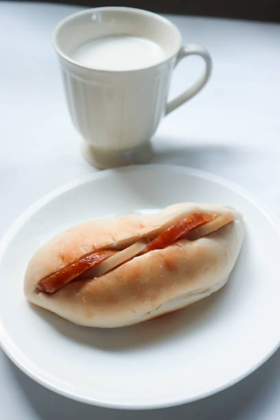 bun or bread or Vietnamese bun , Banh Mi and milk