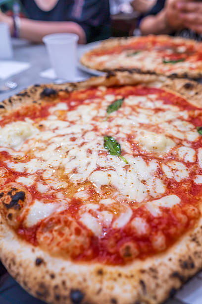 Neapolitan homemade pizza margarita from the brick oven.