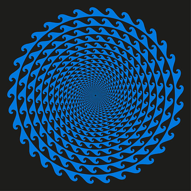 Blue wave circle. Sea water swirl. Round ocean Vector. Hypnotic ripple shape. EPS 10.