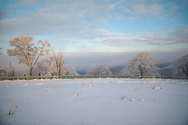 The rime scenery on the high mountains in winter