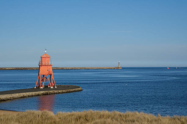 South Shields UK: 22nd Feb 2024: Sunny winter day at South Shields Littlehaven Beach