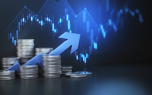 istock The blue financial chart features silver coins and a blue upward arrow symbol 2260426363
