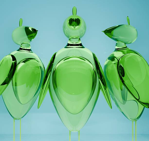 3d abstract green birds sculpture