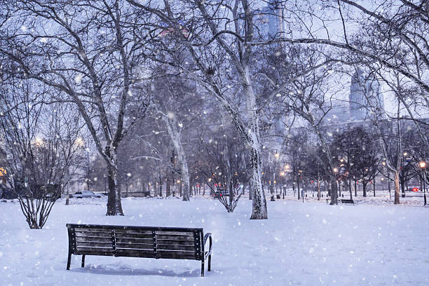 Snow storm in Philadelphia city