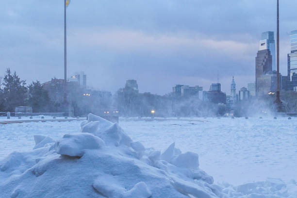Snow storm in Philadelphia city