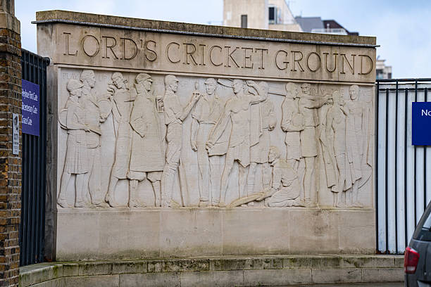 North London, United Kingdom - 25 January 2026: The historic relief sculpture at the entrance of Lord’s Cricket Ground. This artwork, titled \