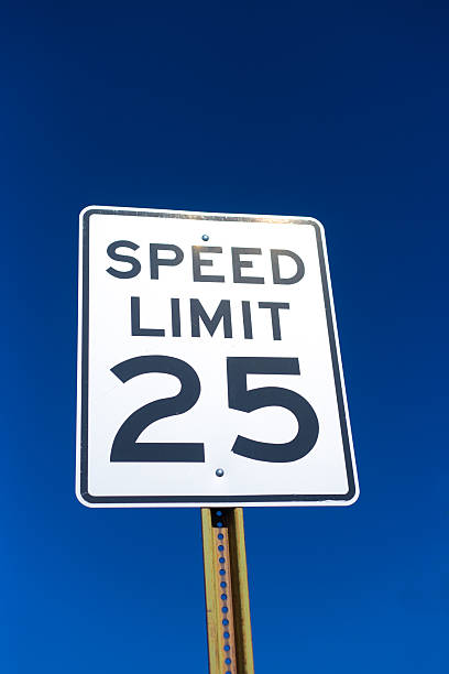 Speed Limit 25 Sign, Vibrant Blue Sky