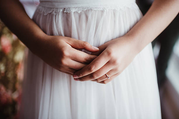 Bride with simplisitc wedding dress and ring