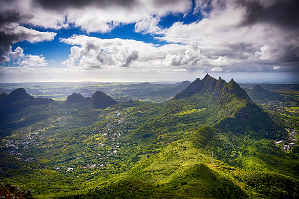 Aerial voew from Le Pouce Mountain in Mauritius