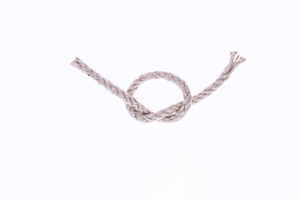 Colorful ropes tied in knot on light green background, closeup. Unity concept