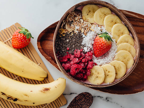 Colorful Healthy Breakfast Bowl with Fresh Fruits and Toppings