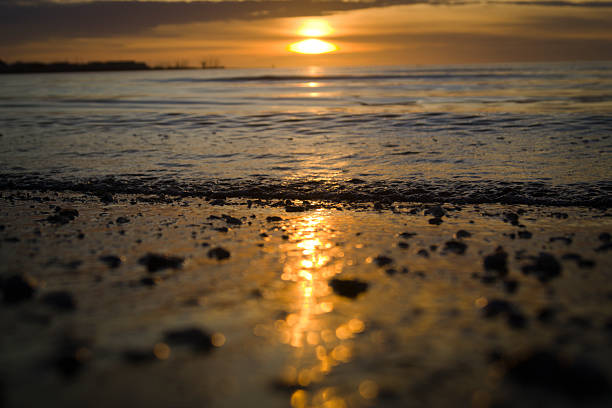Beautiful photo of a golden sunset on the beach in Turkey