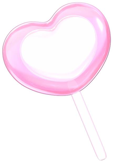 Heart lollipop candy 3D cute pink valentine illustration