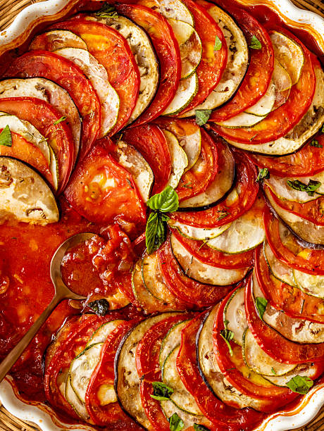Top view of the French Ratatouille vegan dish