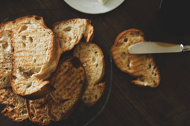 Slice Of Toasted Bread With Cheese And Butter