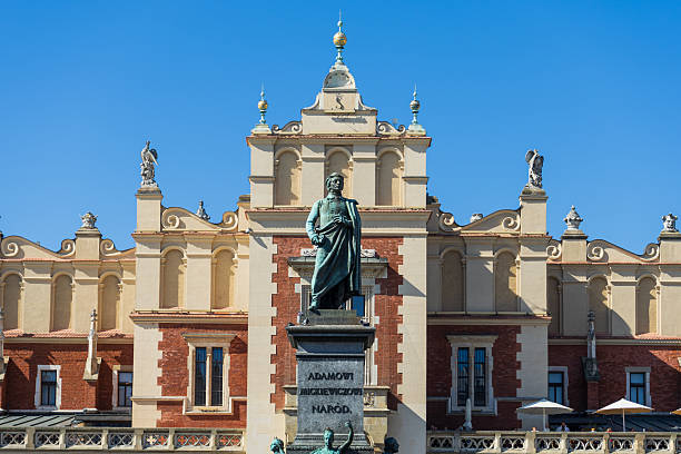 Adam Mickiewicz Monument on Main Market Square in Krakow, Poland