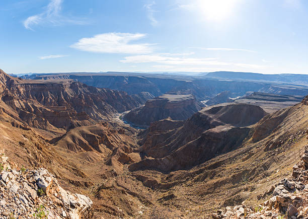 panoramic  view on fish river canyon in the namib dessert at sunny afternoon