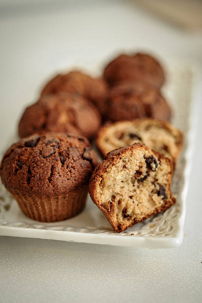 Close-up of Freshly Baked Chocolate Chip Muffins