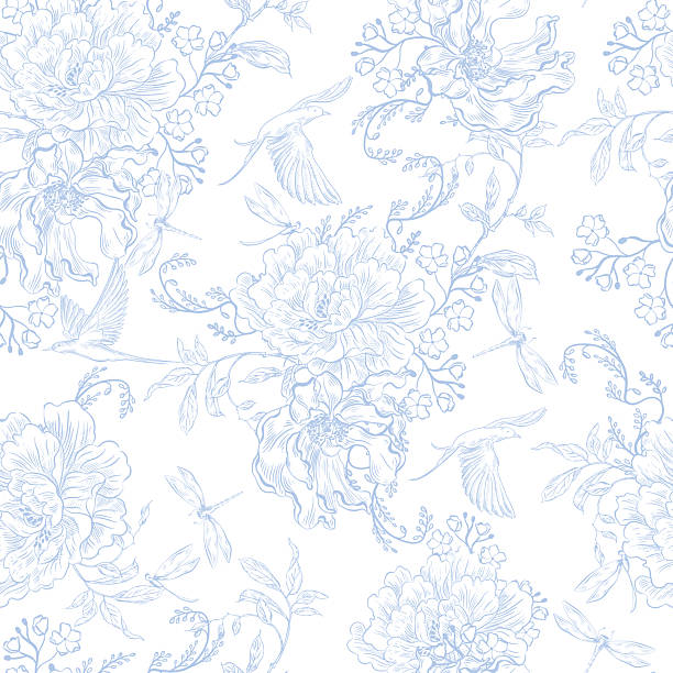 Beautiful wedding seamless pattern with flowers and leaves. Illustration