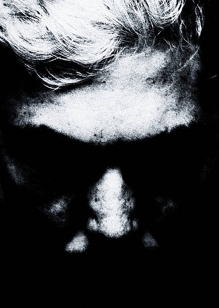 Highly reduced close-up of a male face transformed into contrast, texture and shadow, creating a bold conceptual and graphic editorial image.