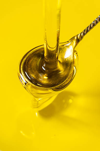 Natural Vegetable Oil Flow in Motion, Close-Up.
