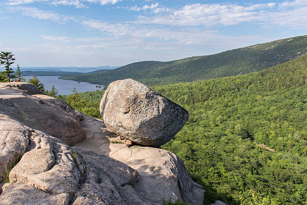 Balance Rock on south bubble in Acadia National Park