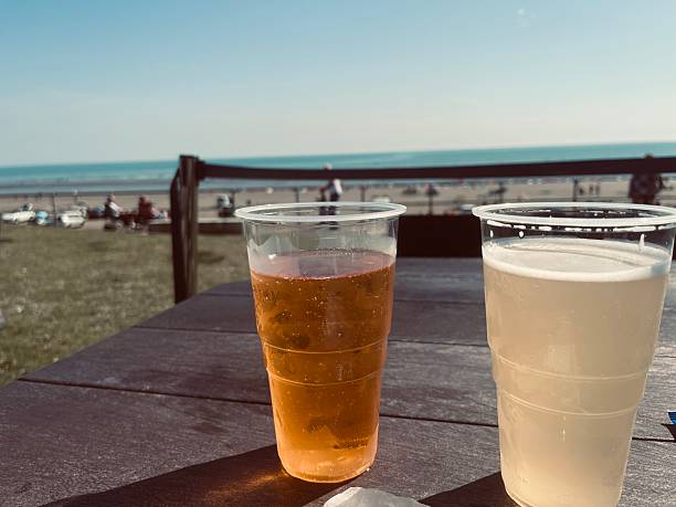 Drinks arranged on a picnic table during an outdoor family meal, representing togetherness, shared moments, summer dining, and relaxed lifestyle gatherings.
