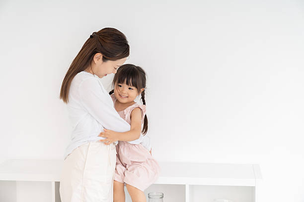portrait of asian mam and daughter