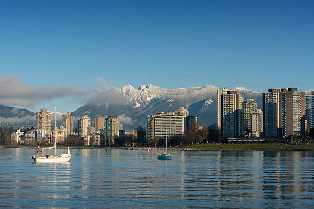 Sunshine on English Bay Beach on a crisp morning. Vancouver, British Columbia, Canada.