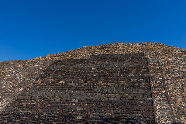Teotihuacan Pyramids outside of Mexico City detail photo on a sunny day of the pyramid of the moon