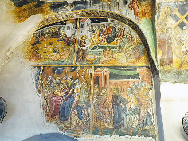 17.06.2025, Paphos, Cyprus: Ancient painting inside the old Orthodox church