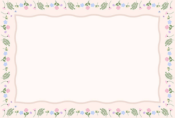 Elegant Pink Rose Floral Border Frame and Romantic Spring Botanical Header Banner