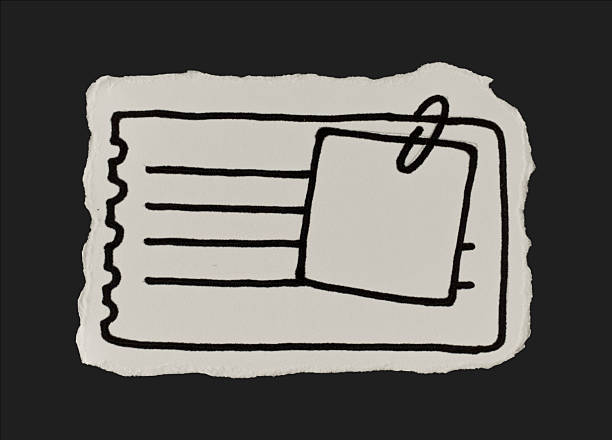Black And White Vintage Ripped Paper Documents Doodle