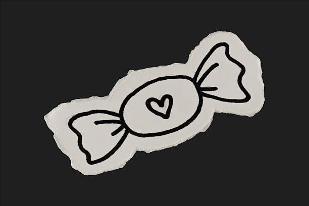 Black And White Vintage Ripped Paper Candy Doodle