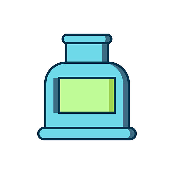 Filled outline Inkwell icon isolated on white background. Flat filled outline style with shadow. Vector.