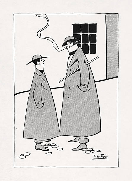 Caricature by Will True of the Beggarstaff brothers (James Pryde and William Nicholson), two renowned British poster artists, known for their poster designs and other graphic works between 1894 and 1899.
