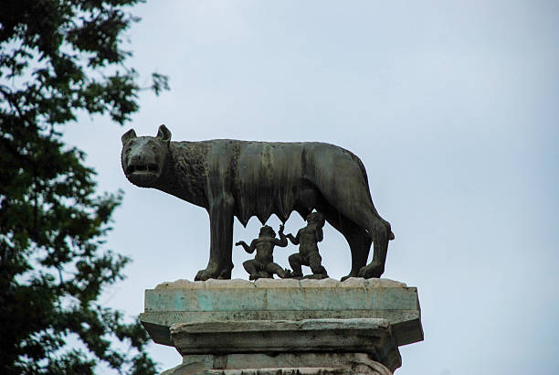 The Capitoline Wolf (Lupa Capitolina), a bronze sculpture at Piazza del Campidoglio in Rome, Italy.