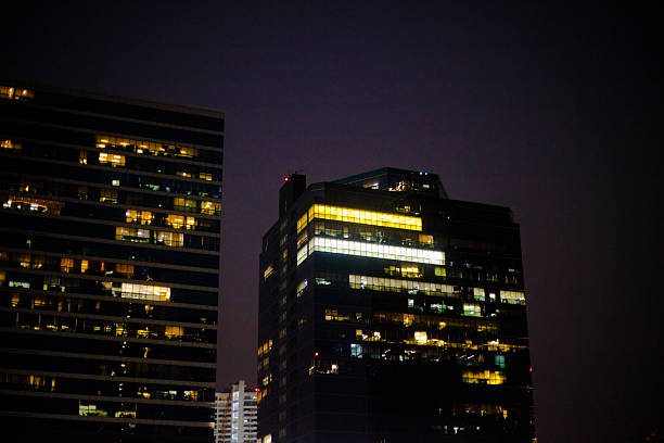 Illuminated windows of office buildings in  Bangkok Chatuchak