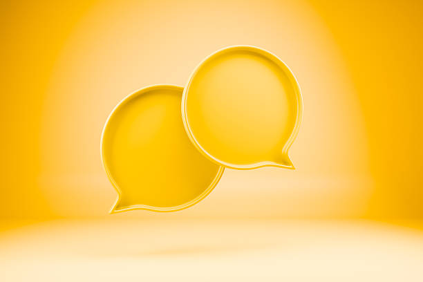 Premium communication concept with 3D overlapping chat icons.