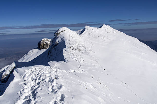 The suggestive plateau peak in Abruzzo region, Monte Puzzillo and Morretano summit mount range, during the winter with snow in alpinistic altitude