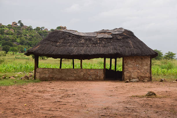 A thatched roof gazebo in rural Zimbabwe