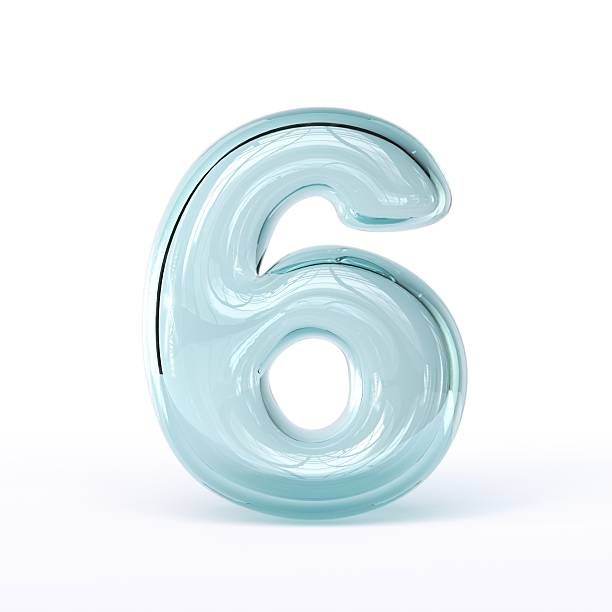Metallic number sixes illuminated by blue and pink lights on blue and pink background. Horizontal composition with copy space.