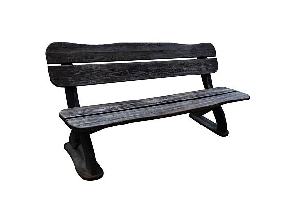 old wooden bench isolated on a white background