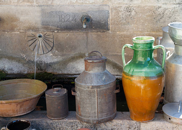 Old jugs and water
