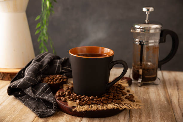 morning coffee cup french press image